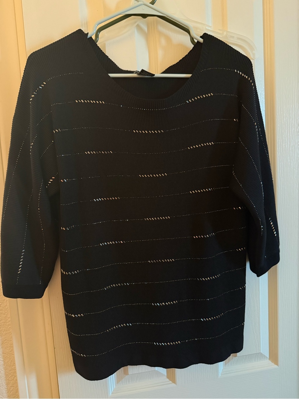 Black Open-Knit Pullover Sweater